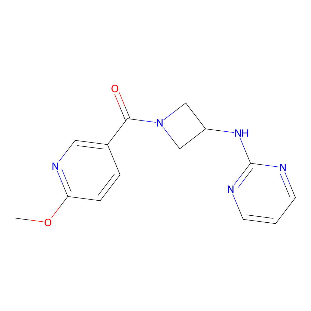 (6-Methoxypyridin-3-yl)(3-(pyrimidin-2-ylamino)azetidin-1-yl)methanone molecular structure, CAS 2034286-25-2