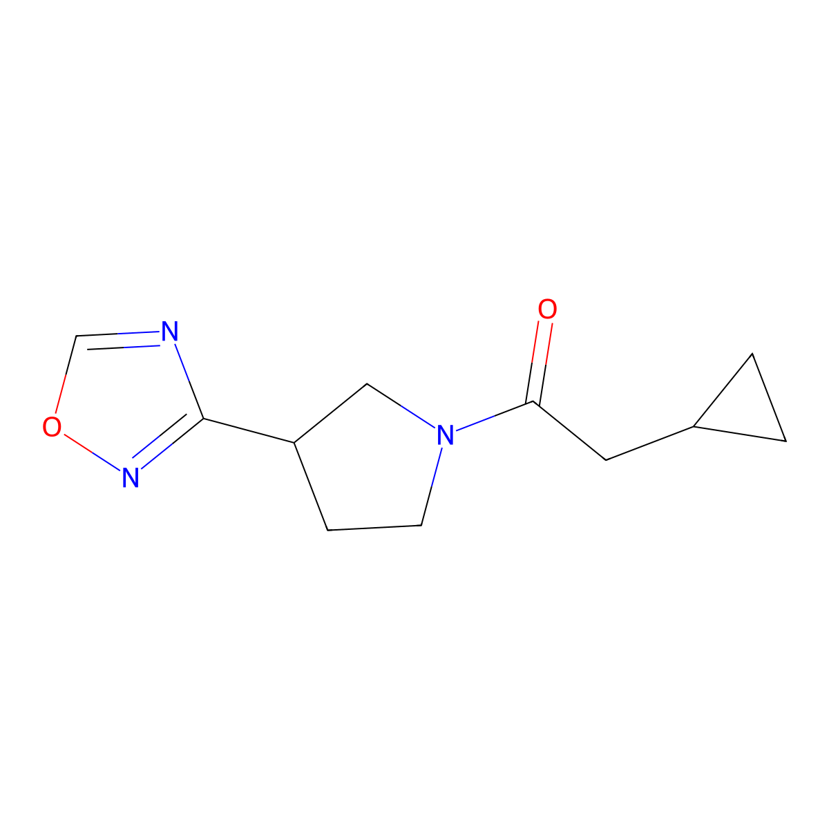 1-(3-(1,2,4-Oxadiazol-3-yl)pyrrolidin-1-yl)-2-cyclopropylethanone molecular structure, CAS 2034286-29-6