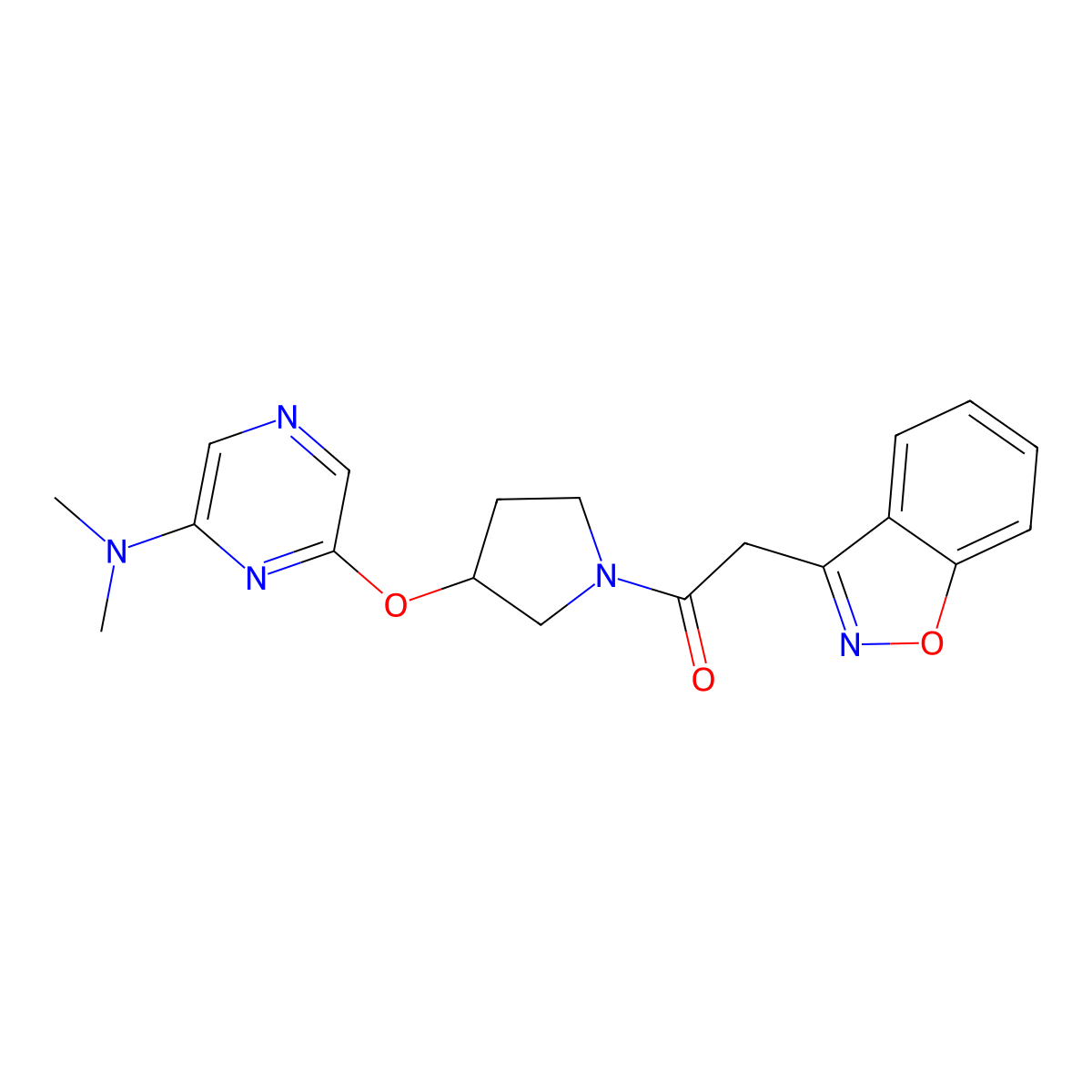 2-(Benzo[d]isoxazol-3-yl)-1-(3-((6-(dimethylamino)pyrazin-2-yl)oxy)pyrrolidin-1-yl)ethanone molecular structure, CAS 2034286-31-0
