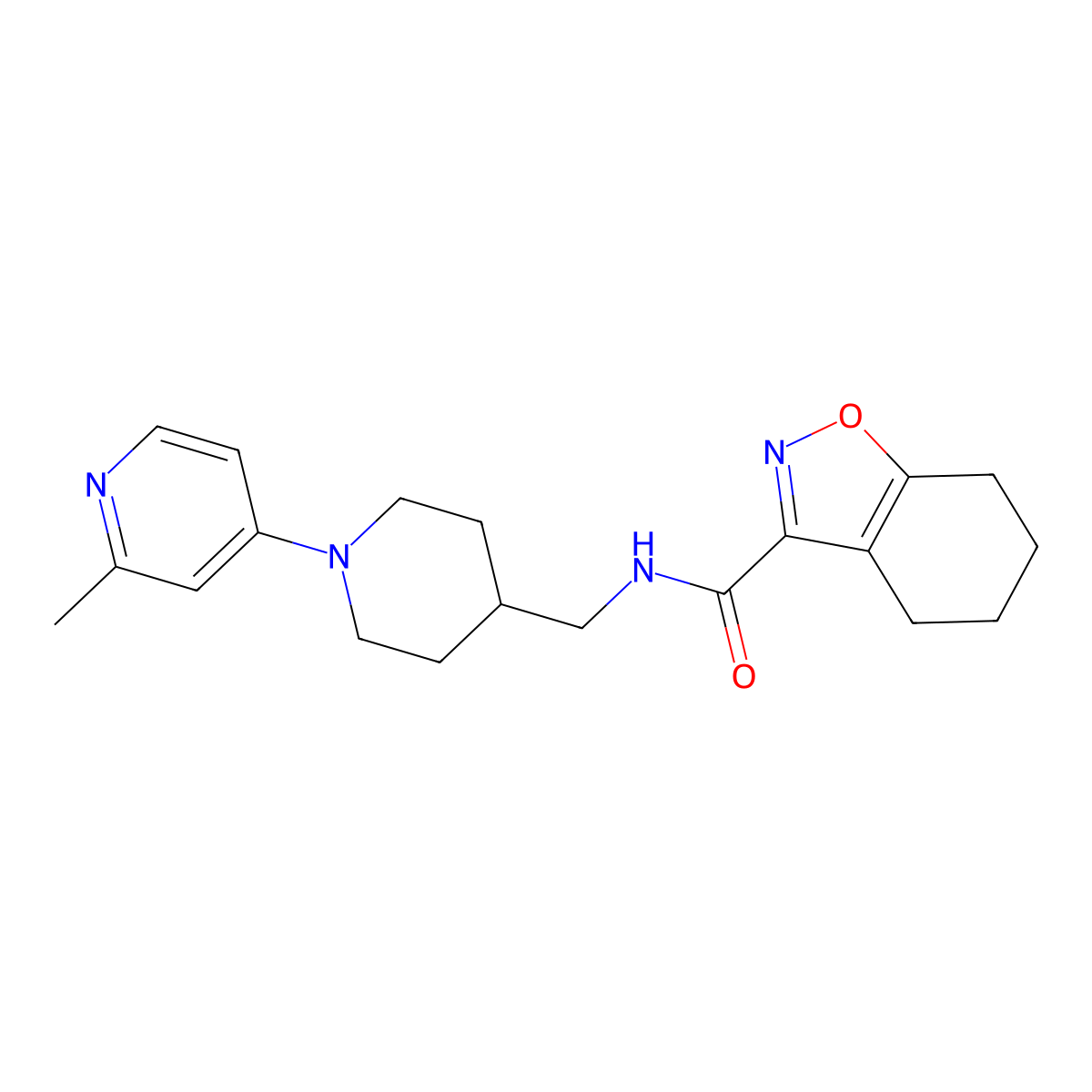 N-((1-(2-methylpyridin-4-yl)piperidin-4-yl)methyl)-4,5,6,7-tetrahydrobenzo[d]isoxazole-3-carboxamide molecular structure, CAS 2034286-42-3