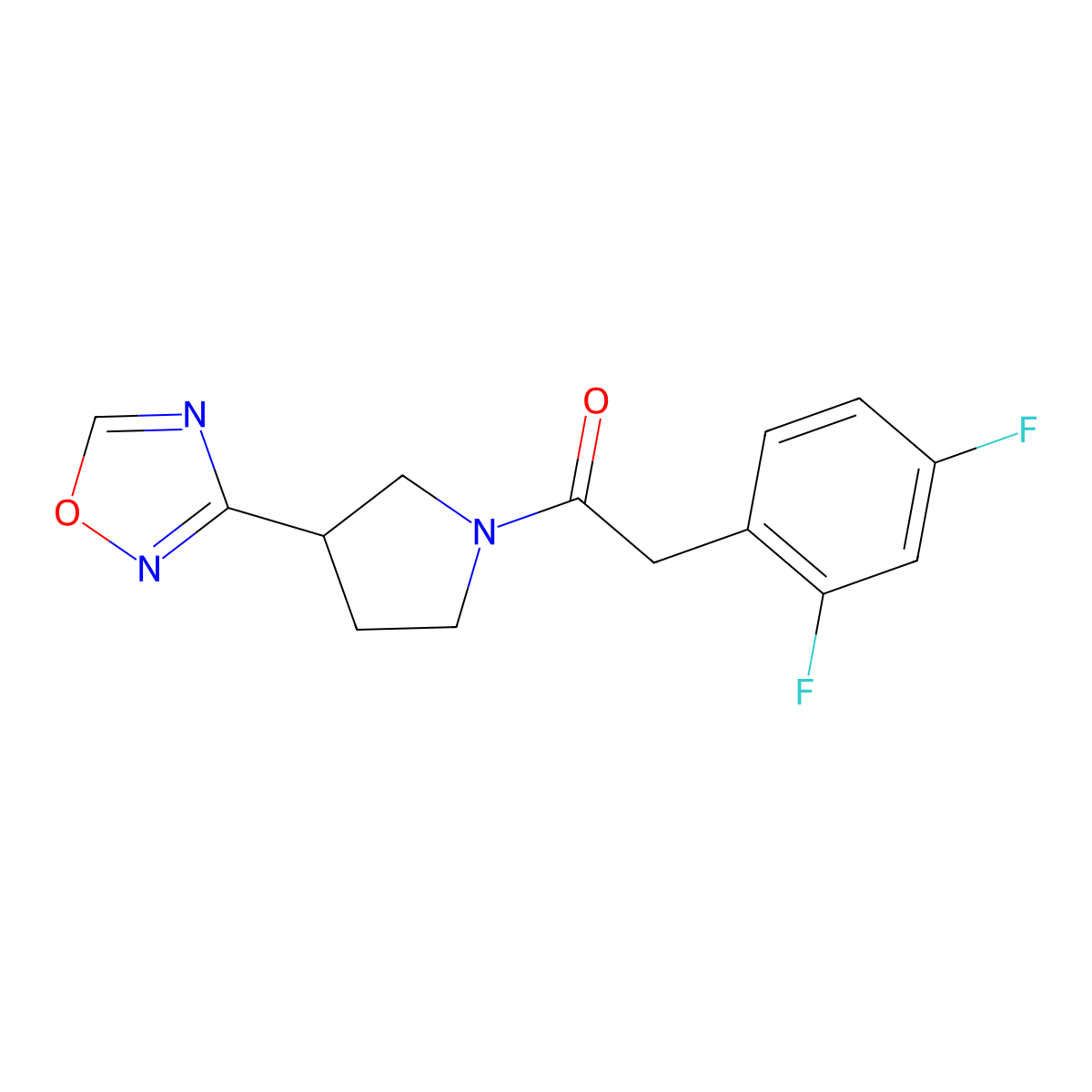 1-(3-(1,2,4-Oxadiazol-3-yl)pyrrolidin-1-yl)-2-(2,4-difluorophenyl)ethanone molecular structure, CAS 2034286-43-4