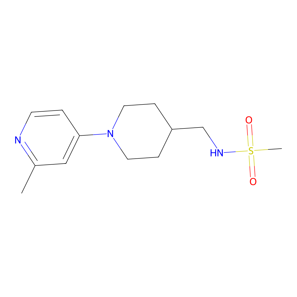 N-{[1-(2-methylpyridin-4-yl)piperidin-4-yl]methyl}methanesulfonamide molecular structure, CAS 2034286-50-3