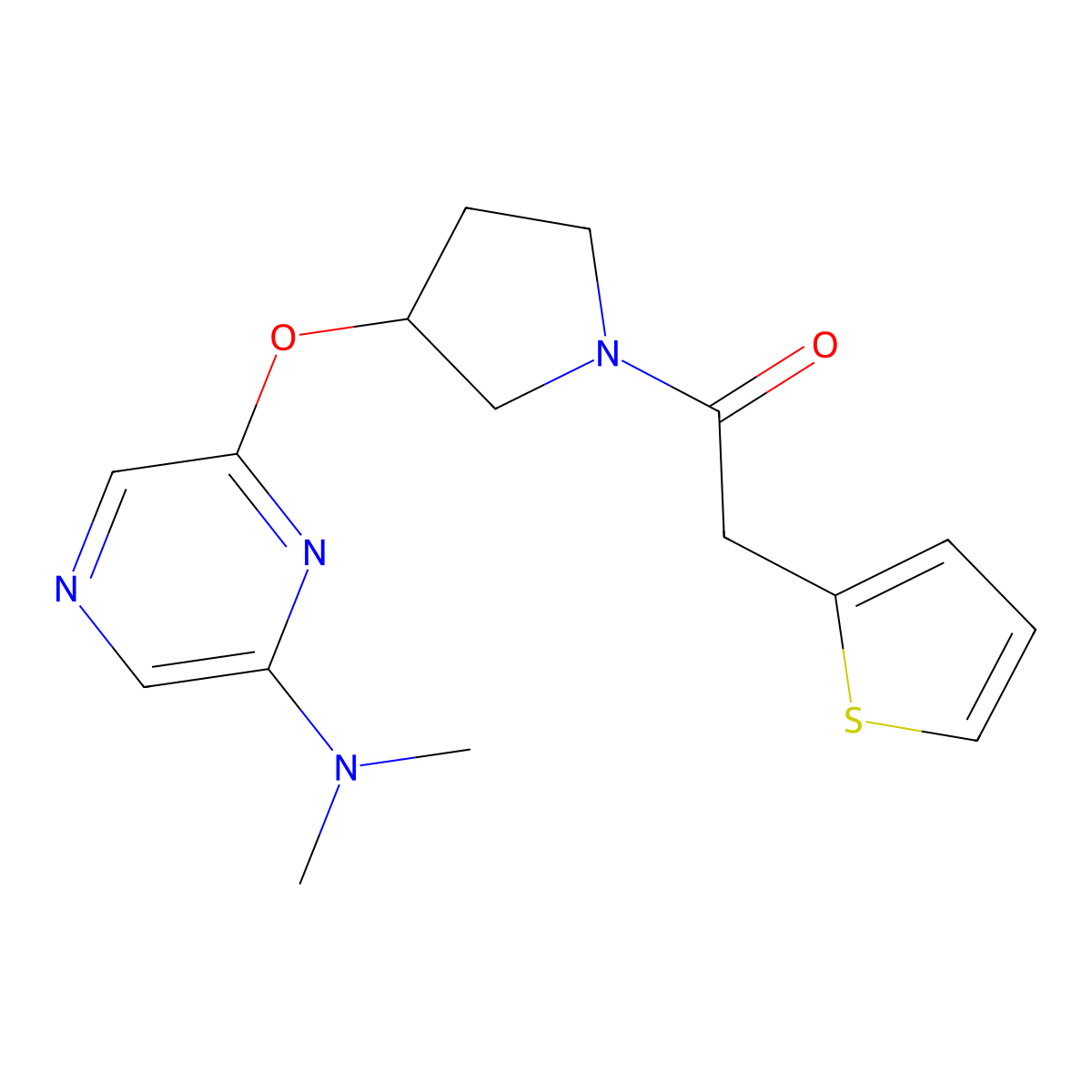 1-(3-((6-(Dimethylamino)pyrazin-2-yl)oxy)pyrrolidin-1-yl)-2-(thiophen-2-yl)ethanone molecular structure, CAS 2034286-55-8