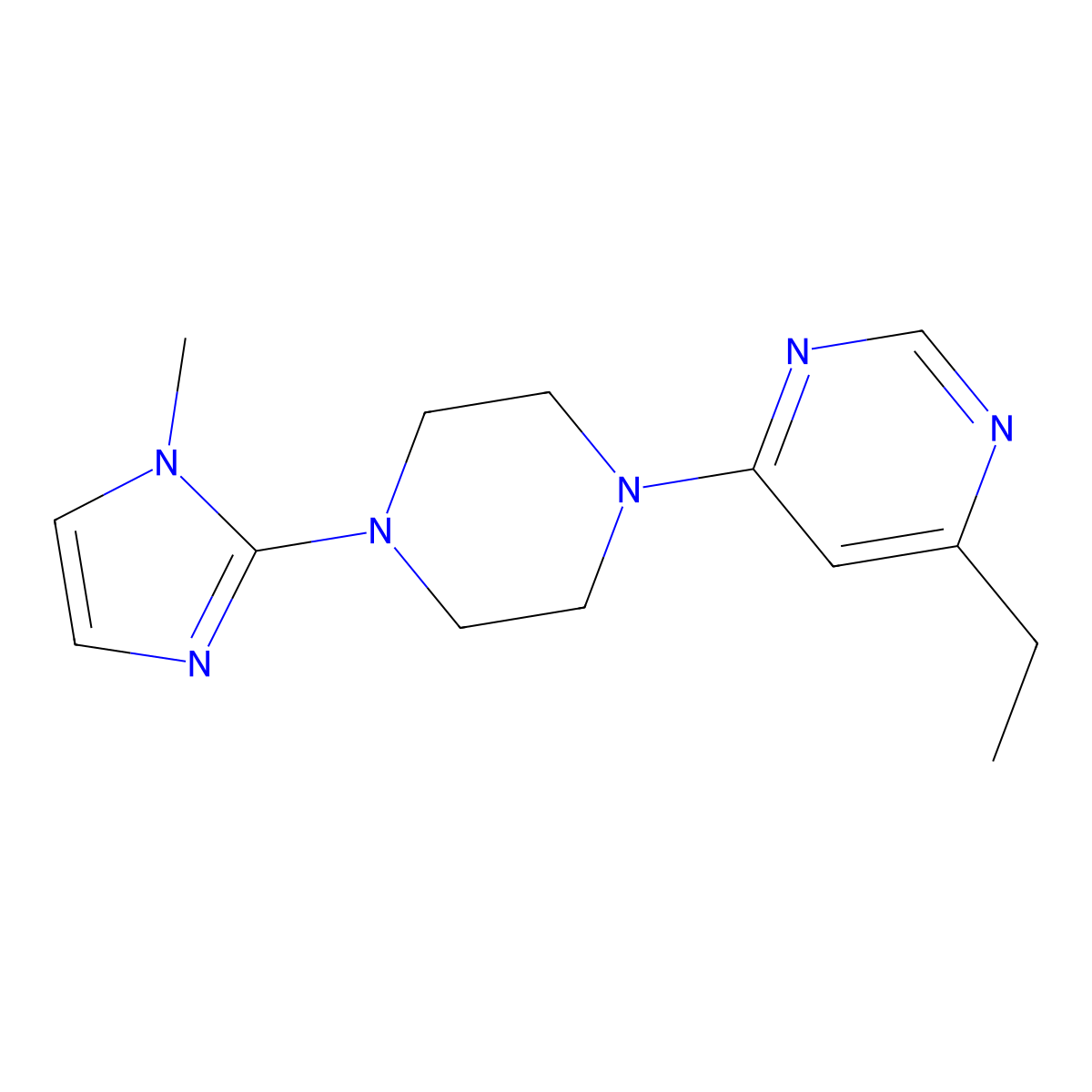 4-ethyl-6-[4-(1-methyl-1H-imidazol-2-yl)piperazin-1-yl]pyrimidine molecular structure, CAS 2034286-56-9
