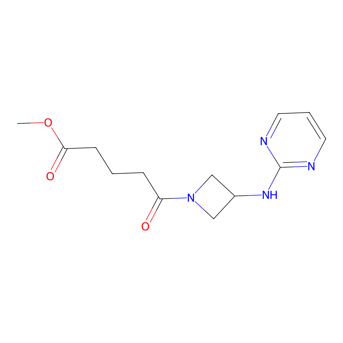 Methyl 5-oxo-5-(3-(pyrimidin-2-ylamino)azetidin-1-yl)pentanoate molecular structure, CAS 2034286-58-1