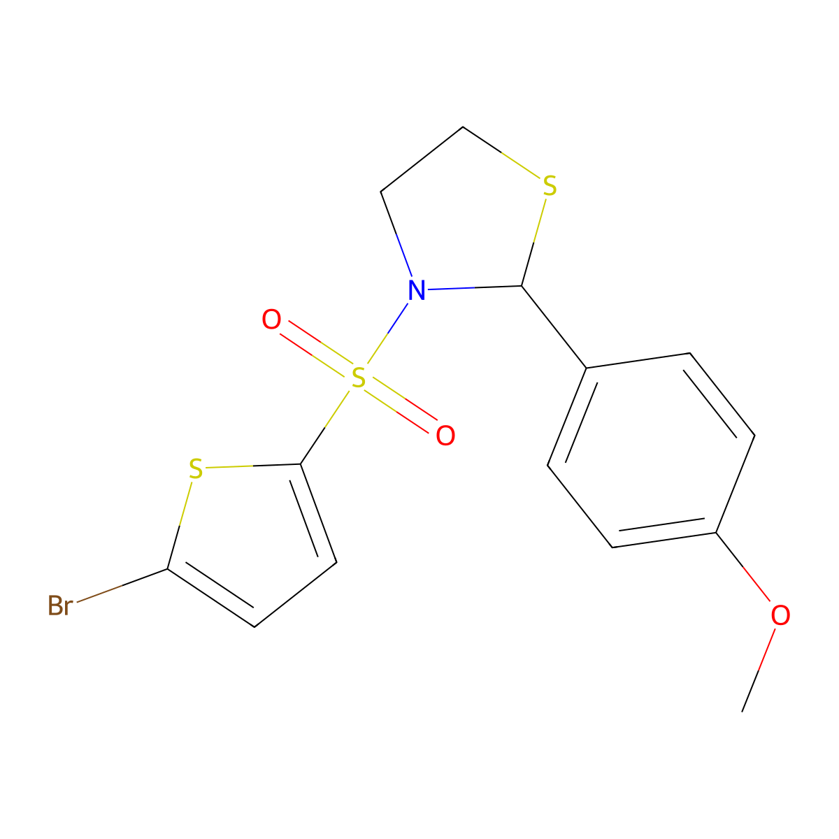 3-((5-Bromothiophen-2-yl)sulfonyl)-2-(4-methoxyphenyl)thiazolidine molecular structure, CAS 2034286-64-9