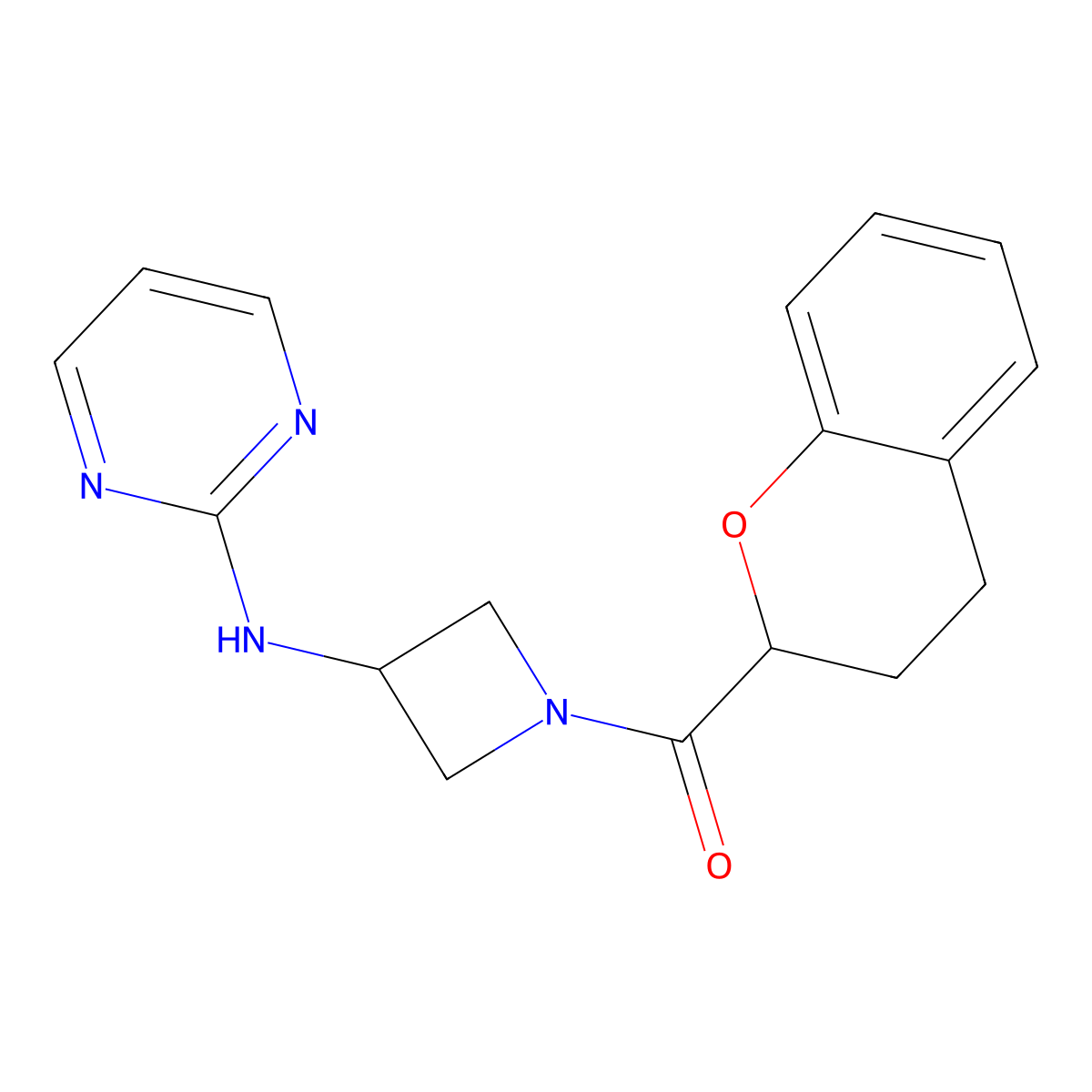 Chroman-2-yl(3-(pyrimidin-2-ylamino)azetidin-1-yl)methanone molecular structure, CAS 2034286-66-1