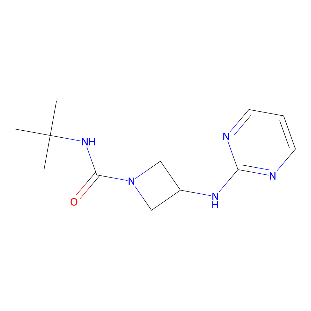 N-(tert-butyl)-3-(pyrimidin-2-ylamino)azetidine-1-carboxamide molecular structure, CAS 2034286-74-1