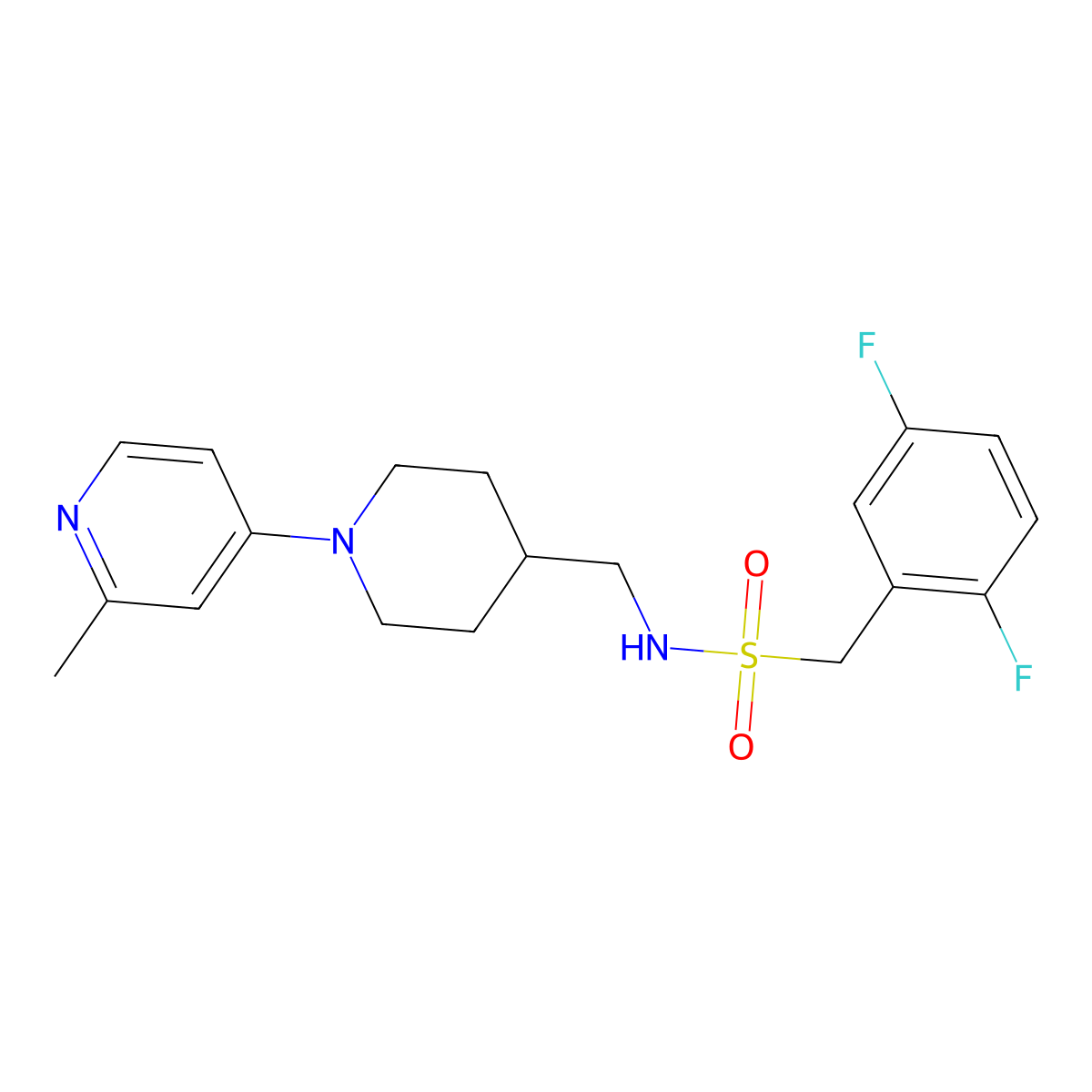 1-(2,5-difluorophenyl)-N-((1-(2-methylpyridin-4-yl)piperidin-4-yl)methyl)methanesulfonamide molecular structure, CAS 2034286-77-4