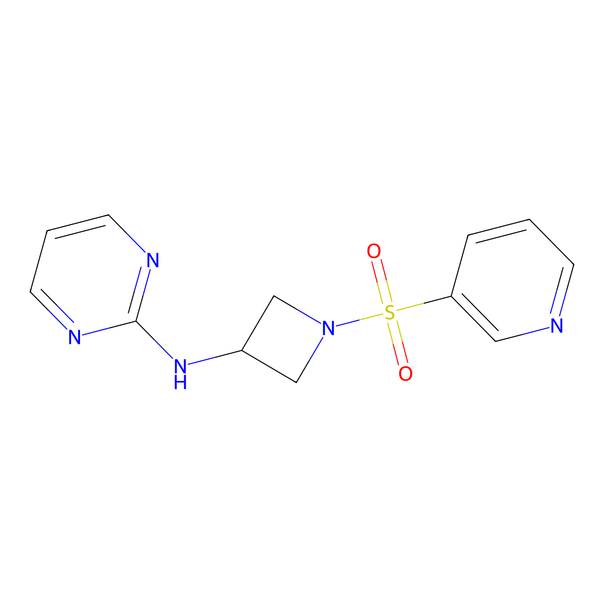 N-(1-(pyridin-3-ylsulfonyl)azetidin-3-yl)pyrimidin-2-amine molecular structure, CAS 2034286-85-4
