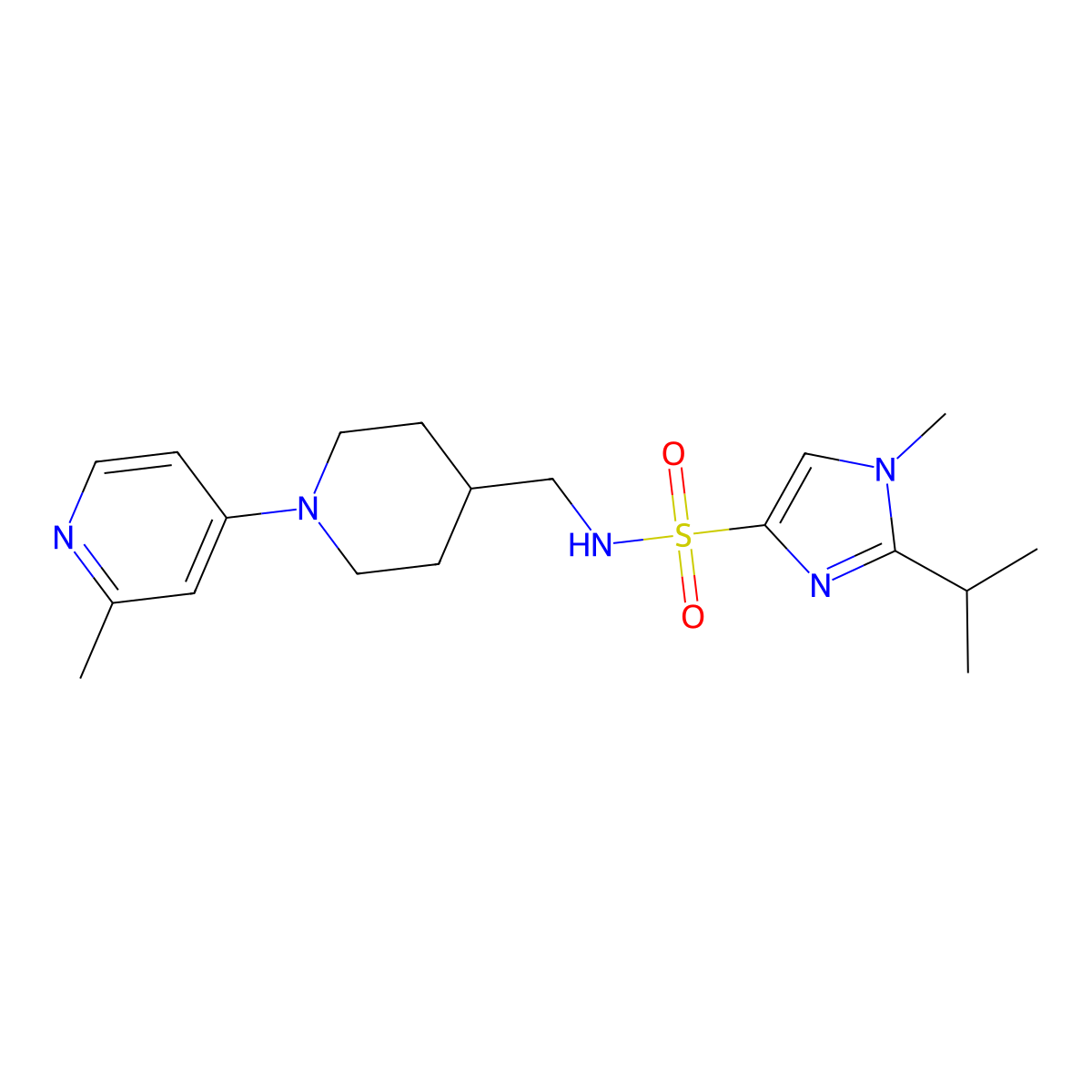 2-isopropyl-1-methyl-N-((1-(2-methylpyridin-4-yl)piperidin-4-yl)methyl)-1H-imidazole-4-sulfonamide molecular structure, CAS 2034286-92-3