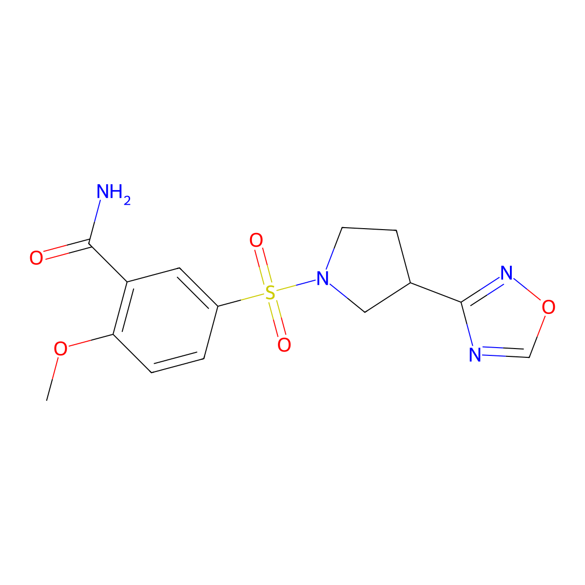 5-((3-(1,2,4-Oxadiazol-3-yl)pyrrolidin-1-yl)sulfonyl)-2-methoxybenzamide molecular structure, CAS 2034286-97-8