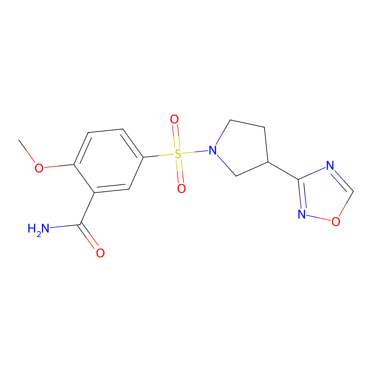 5-((3-(1,2,4-Oxadiazol-3-yl)pyrrolidin-1-yl)sulfonyl)-2-methoxybenzamide molecular structure, CAS 2034286-97-8