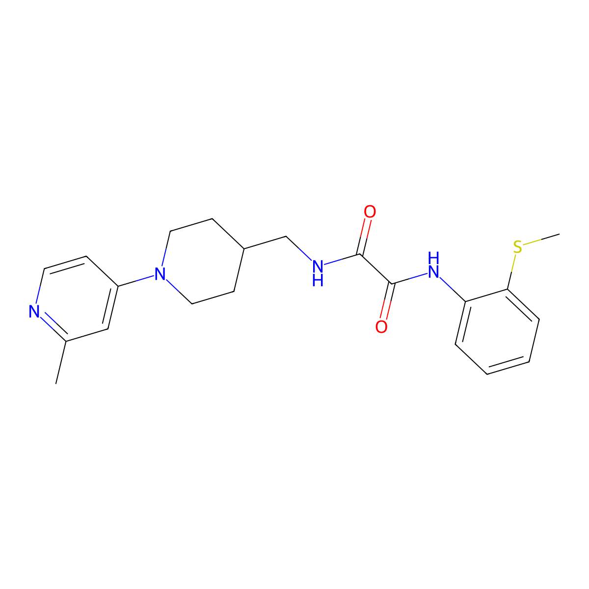 N1-((1-(2-methylpyridin-4-yl)piperidin-4-yl)methyl)-N2-(2-(methylthio)phenyl)oxalamide molecular structure, CAS 2034287-02-8