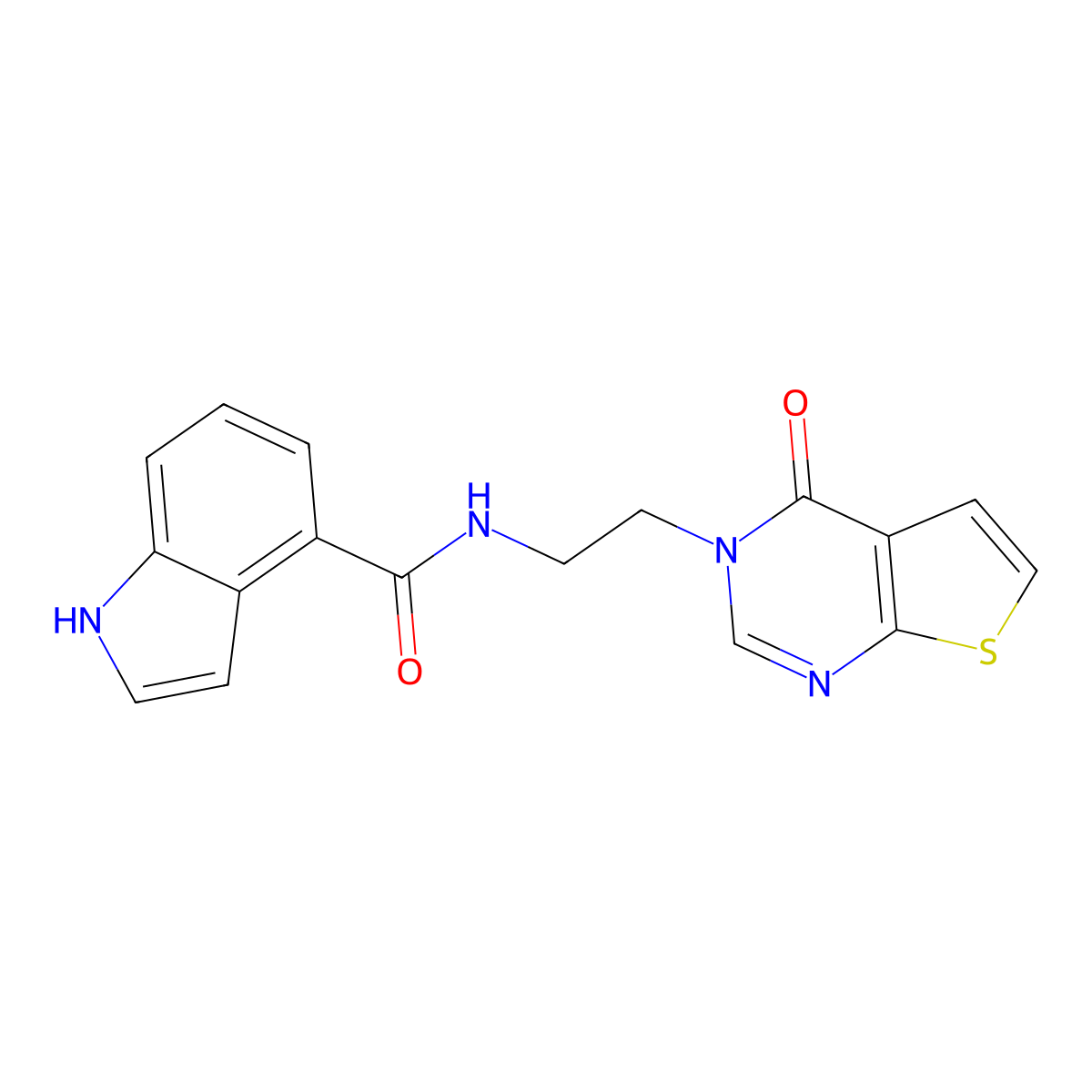 N-(2-(4-oxothieno[2,3-d]pyrimidin-3(4H)-yl)ethyl)-1H-indole-4-carboxamide molecular structure, CAS 2034287-05-1