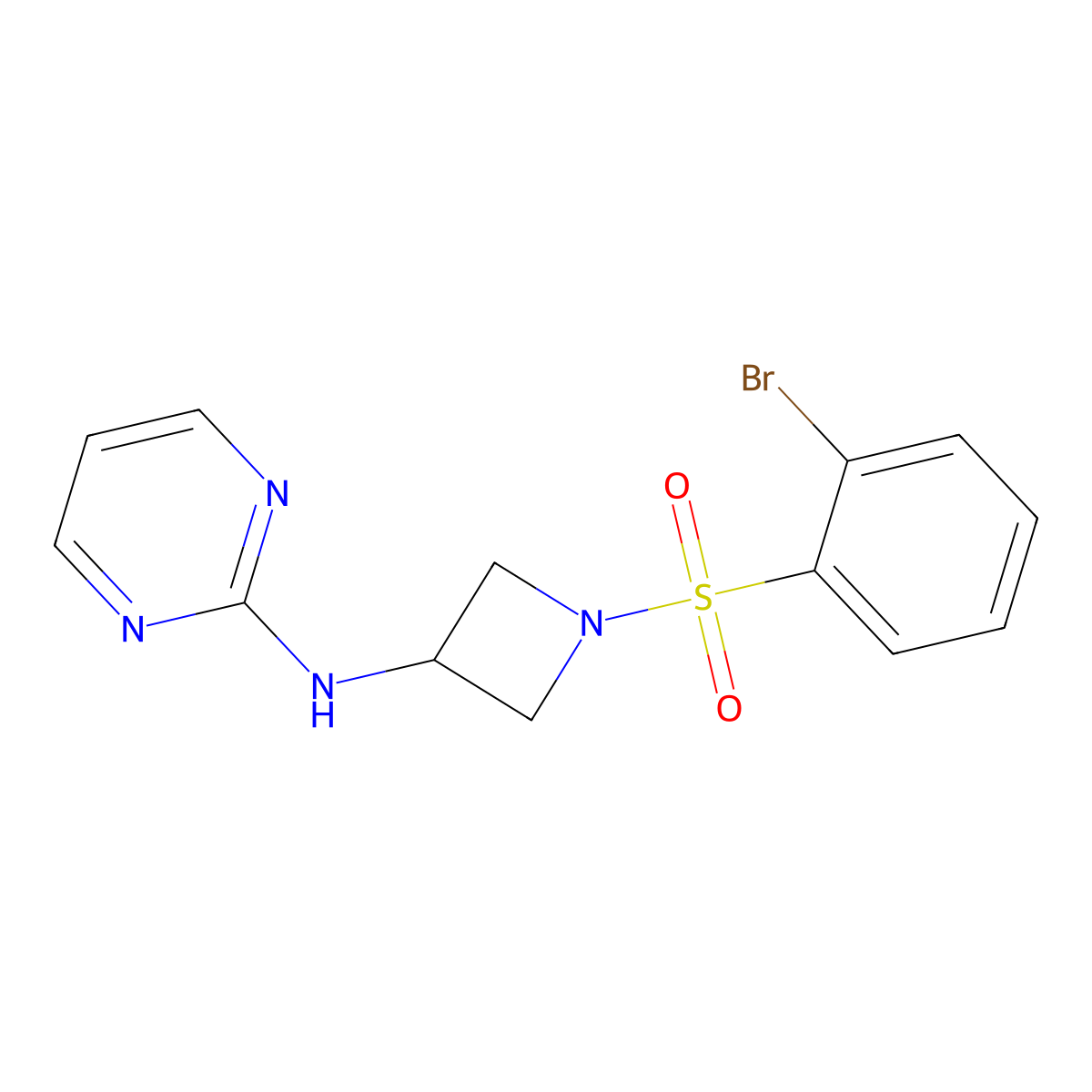 N-(1-((2-bromophenyl)sulfonyl)azetidin-3-yl)pyrimidin-2-amine molecular structure, CAS 2034287-09-5
