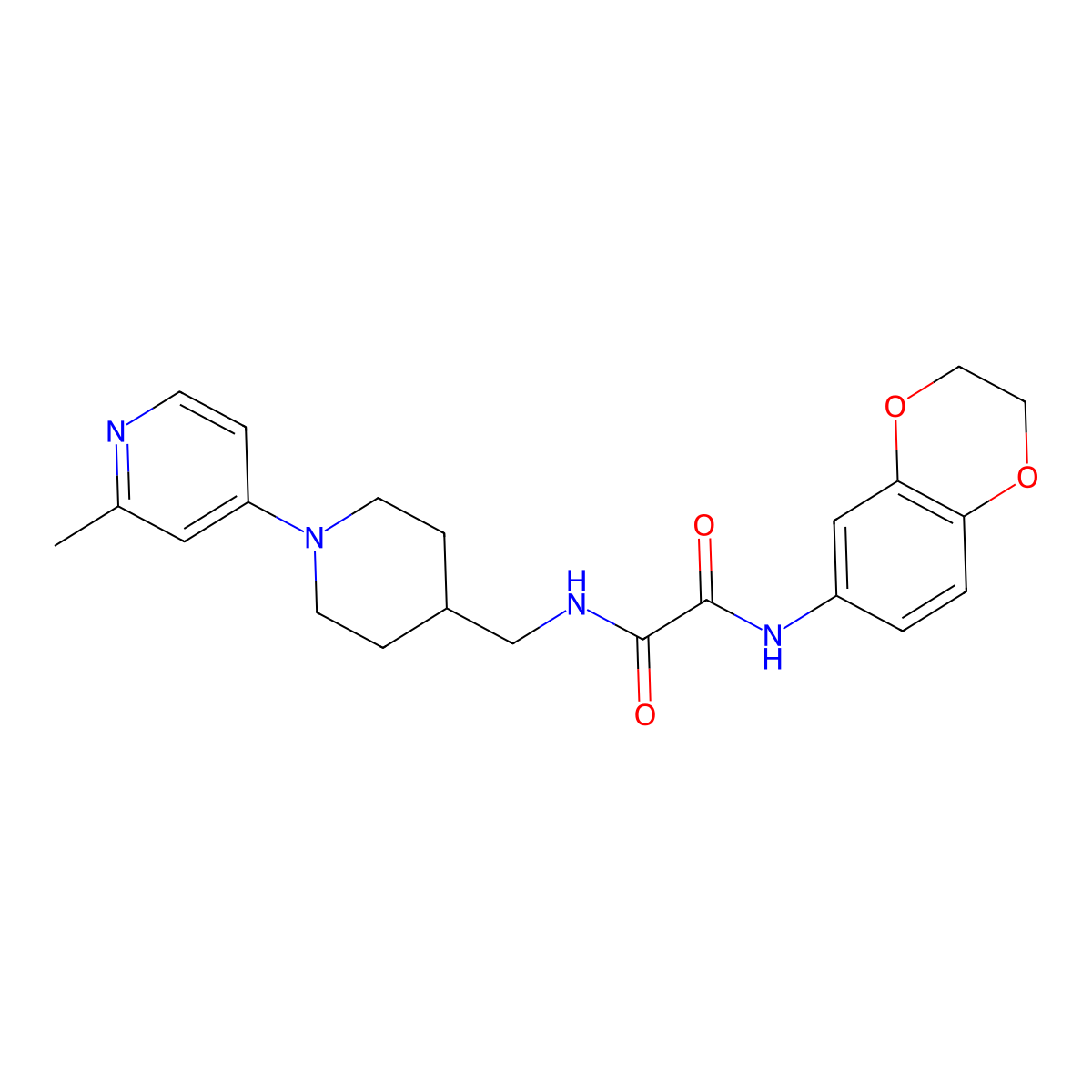 N1-(2,3-dihydrobenzo[b][1,4]dioxin-6-yl)-N2-((1-(2-methylpyridin-4-yl)piperidin-4-yl)methyl)oxalamide molecular structure, CAS 2034287-10-8