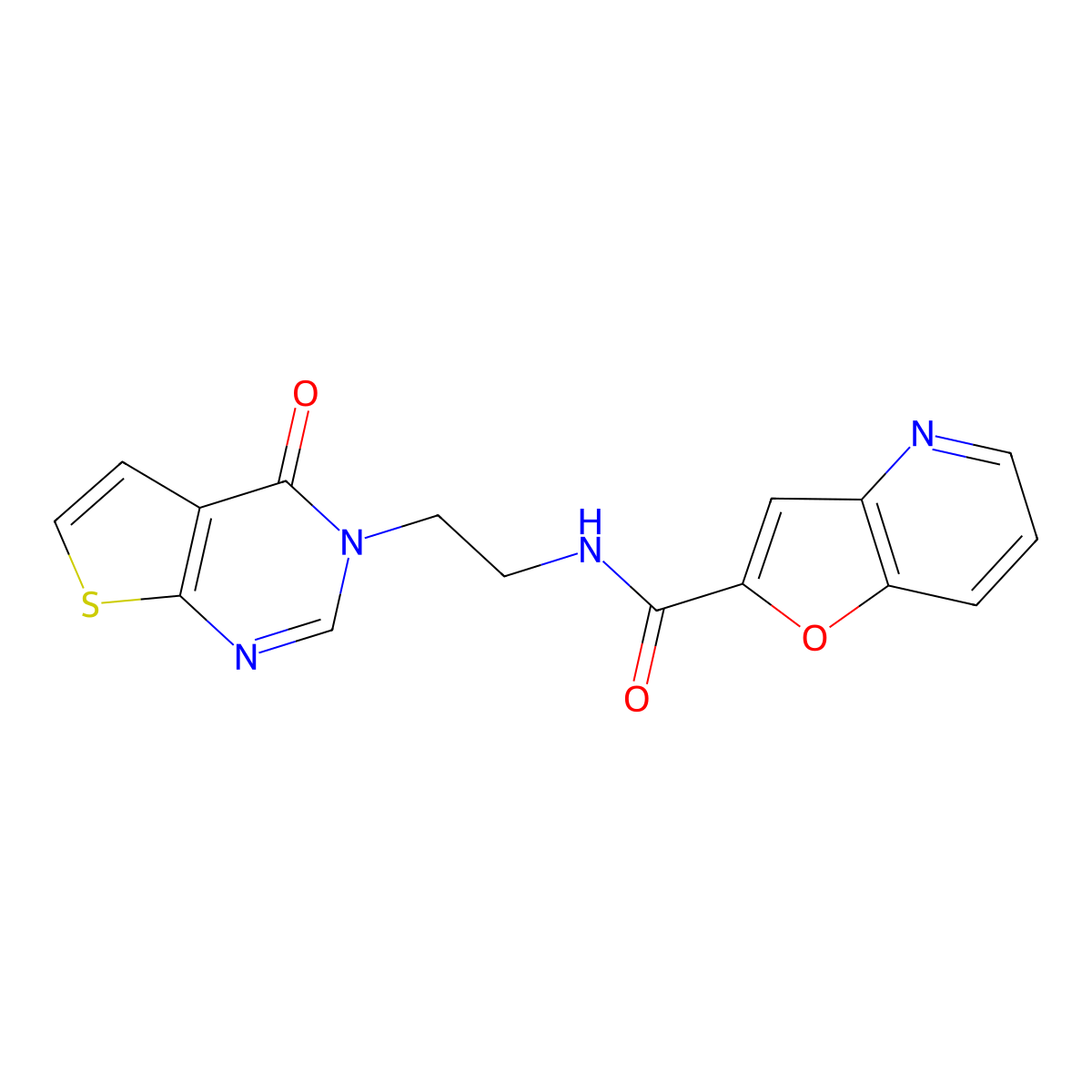 N-(2-(4-oxothieno[2,3-d]pyrimidin-3(4H)-yl)ethyl)furo[3,2-b]pyridine-2-carboxamide molecular structure, CAS 2034287-11-9
