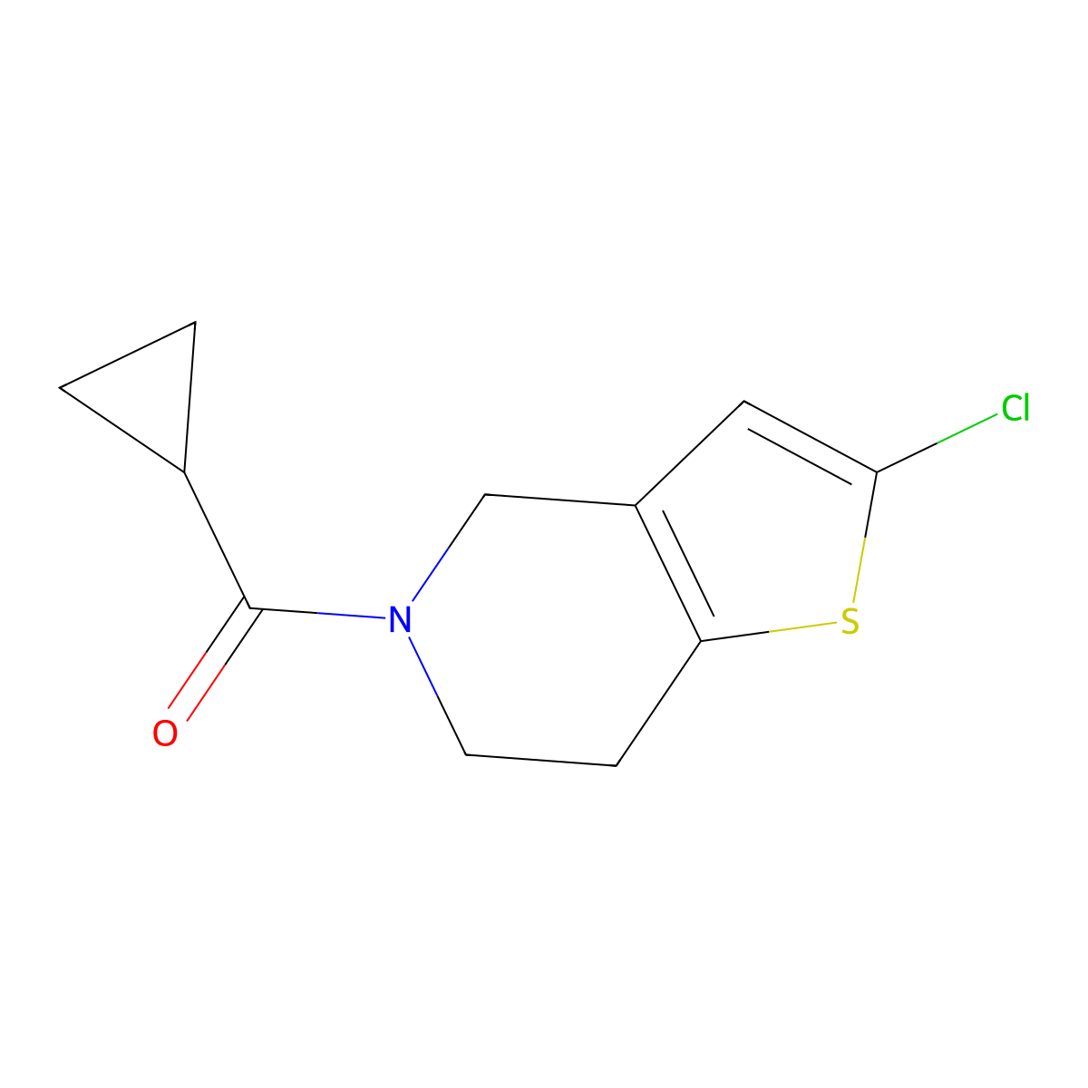 2-chloro-5-cyclopropanecarbonyl-4H,5H,6H,7H-thieno[3,2-c]pyridine molecular structure, CAS 2034287-21-1