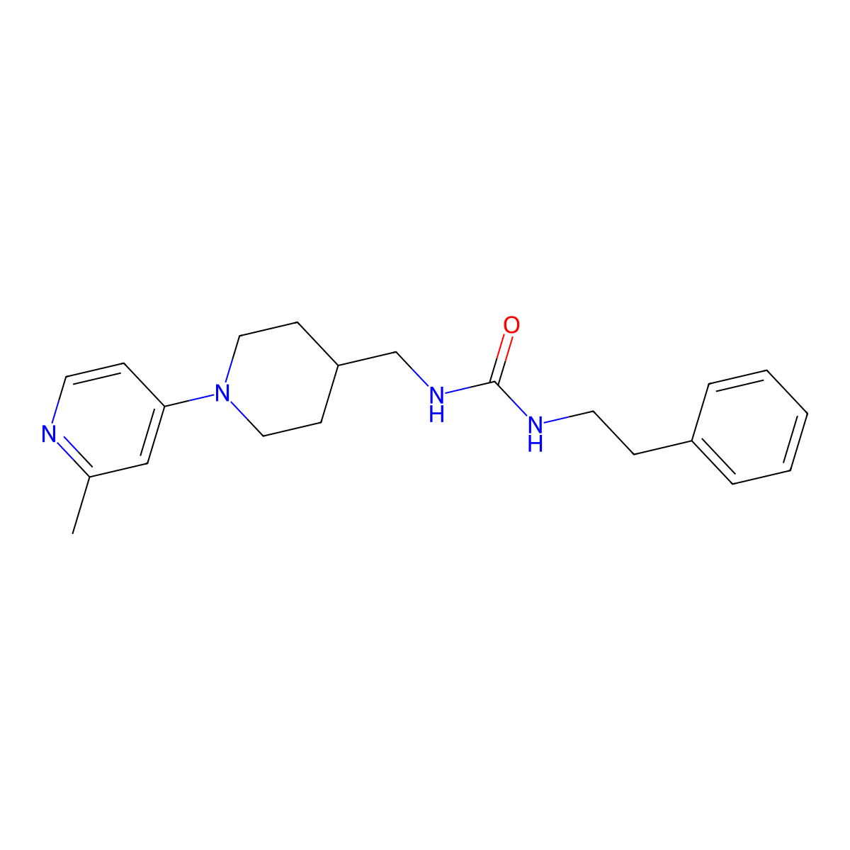 1-((1-(2-Methylpyridin-4-yl)piperidin-4-yl)methyl)-3-phenethylurea molecular structure, CAS 2034287-26-6