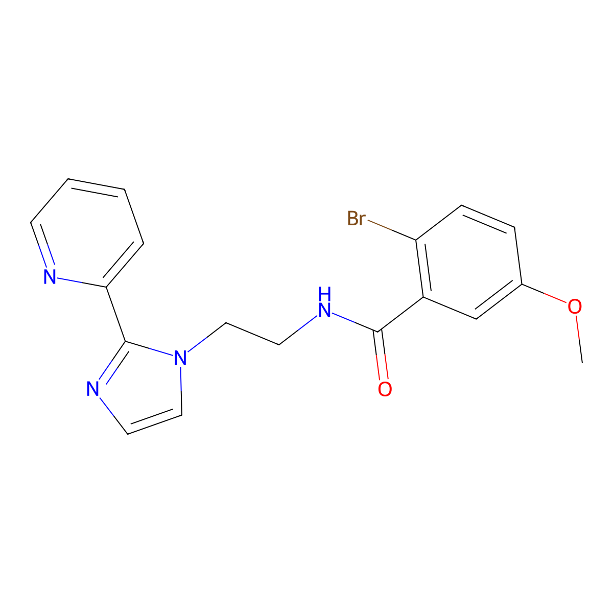 2-bromo-5-methoxy-N-(2-(2-(pyridin-2-yl)-1H-imidazol-1-yl)ethyl)benzamide molecular structure, CAS 2034287-30-2