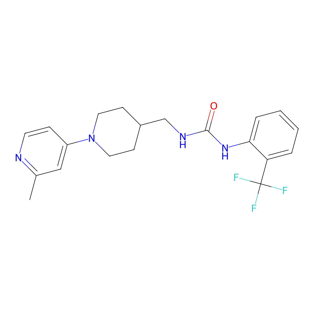 1-((1-(2-Methylpyridin-4-yl)piperidin-4-yl)methyl)-3-(2-(trifluoromethyl)phenyl)urea molecular structure, CAS 2034287-32-4