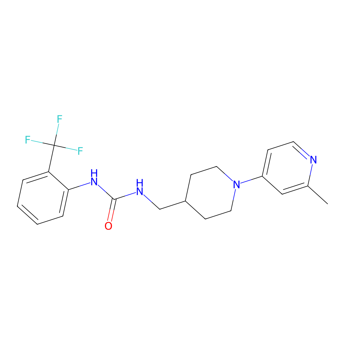 1-((1-(2-Methylpyridin-4-yl)piperidin-4-yl)methyl)-3-(2-(trifluoromethyl)phenyl)urea molecular structure, CAS 2034287-32-4