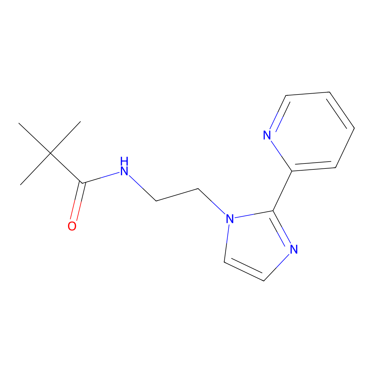 N-(2-(2-(pyridin-2-yl)-1H-imidazol-1-yl)ethyl)pivalamide molecular structure, CAS 2034287-36-8
