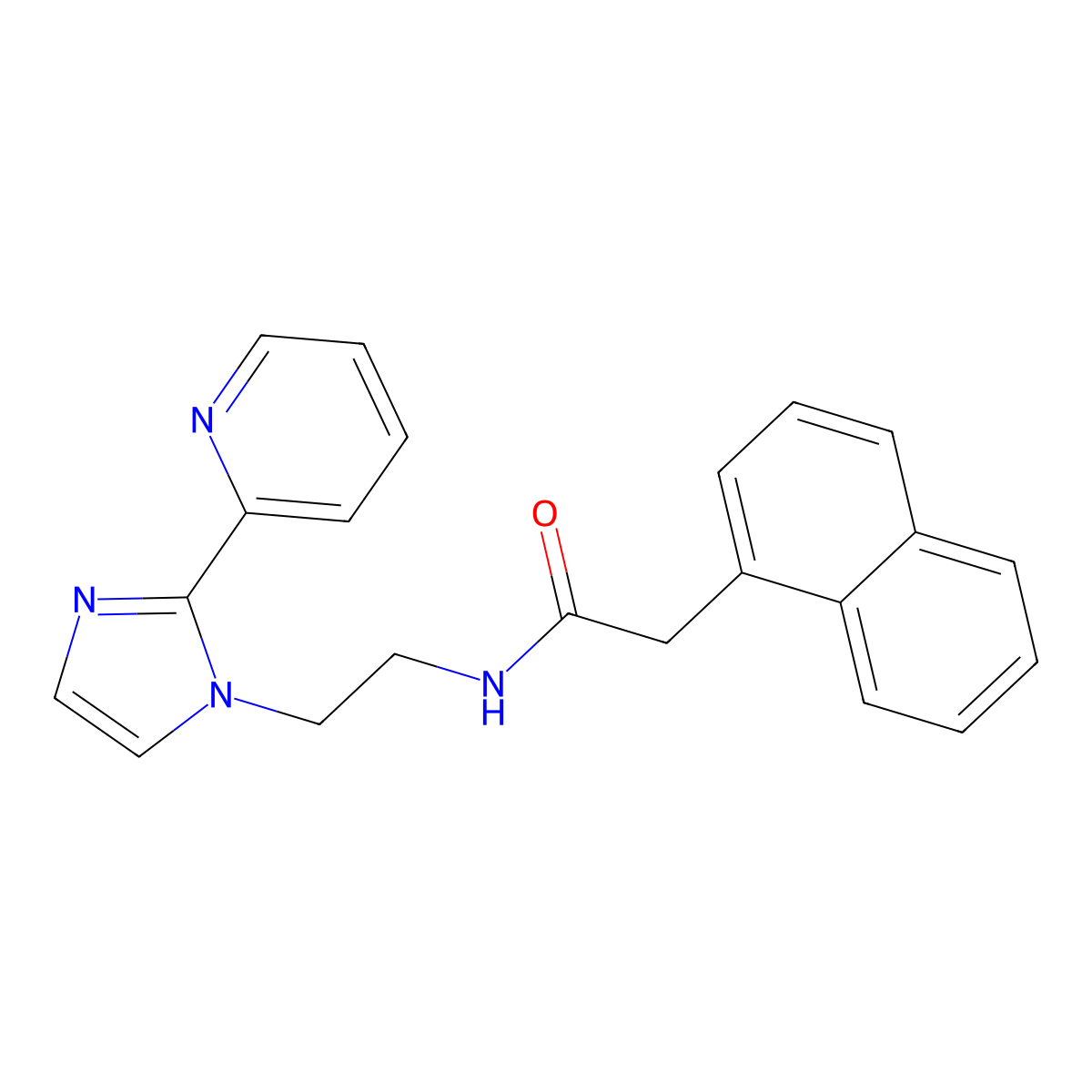 2-(naphthalen-1-yl)-N-(2-(2-(pyridin-2-yl)-1H-imidazol-1-yl)ethyl)acetamide molecular structure, CAS 2034287-43-7