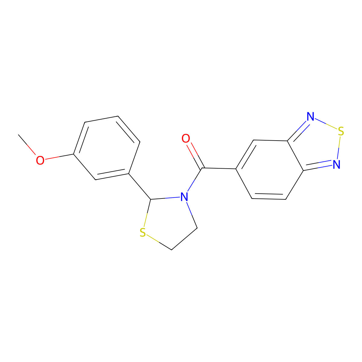 Benzo[c][1,2,5]thiadiazol-5-yl(2-(3-methoxyphenyl)thiazolidin-3-yl)methanone molecular structure, CAS 2034287-48-2