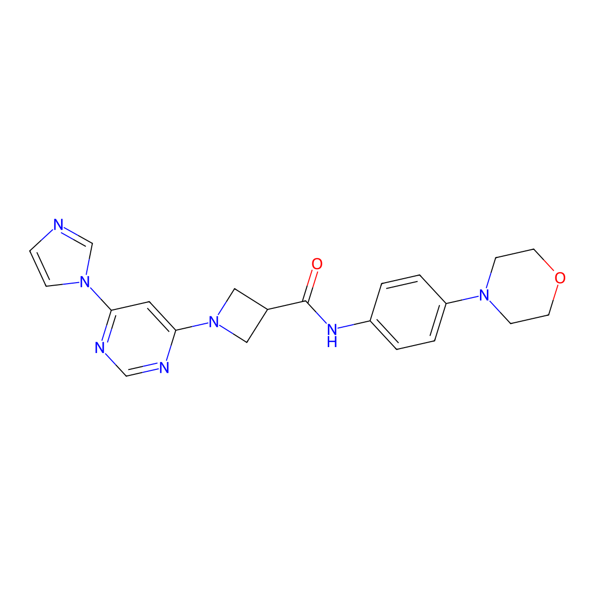 1-(6-(1H-imidazol-1-yl)pyrimidin-4-yl)-N-(4-morpholinophenyl)azetidine-3-carboxamide molecular structure, CAS 2034287-55-1