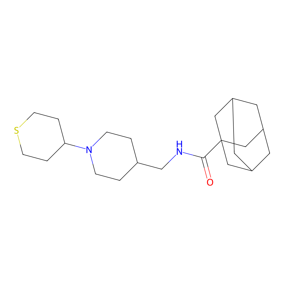 N-{[1-(thian-4-yl)piperidin-4-yl]methyl}adamantane-1-carboxamide molecular structure, CAS 2034287-59-5