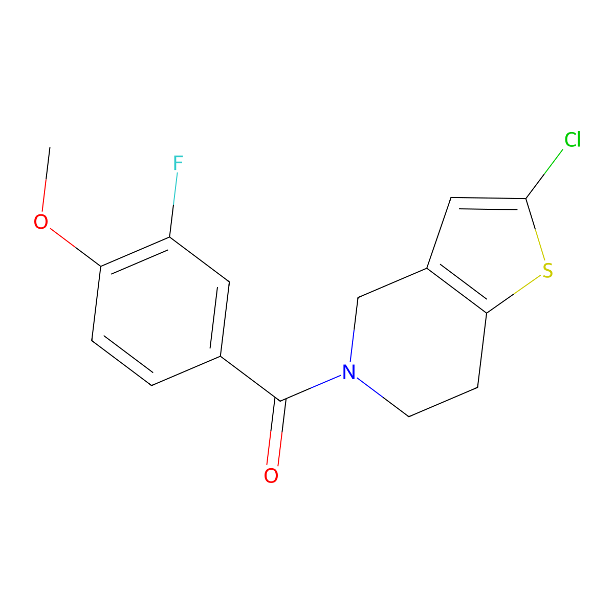(2-chloro-6,7-dihydrothieno[3,2-c]pyridin-5(4H)-yl)(3-fluoro-4-methoxyphenyl)methanone molecular structure, CAS 2034287-61-9