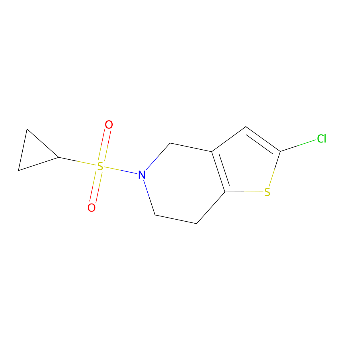 2-Chloro-5-(cyclopropylsulfonyl)-4,5,6,7-tetrahydrothieno[3,2-c]pyridine molecular structure, CAS 2034287-76-6