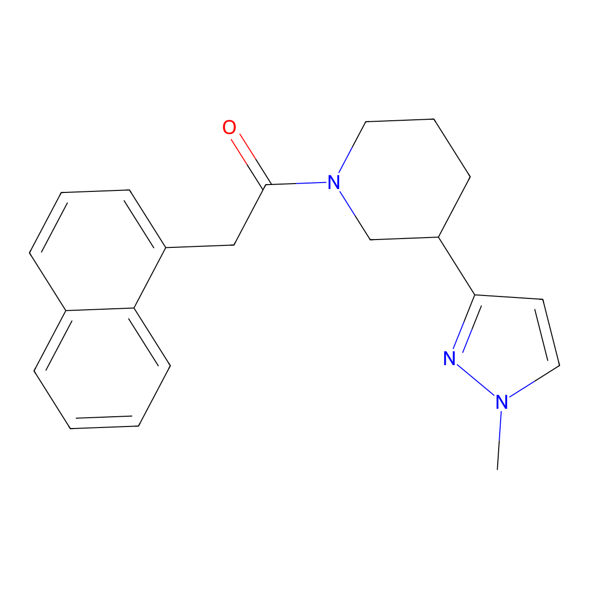 1-(3-(1-methyl-1H-pyrazol-3-yl)piperidin-1-yl)-2-(naphthalen-1-yl)ethanone molecular structure, CAS 2034287-95-9
