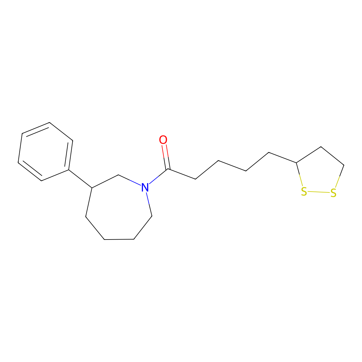 5-(1,2-Dithiolan-3-yl)-1-(3-phenylazepan-1-yl)pentan-1-one molecular structure, CAS 2034287-99-3