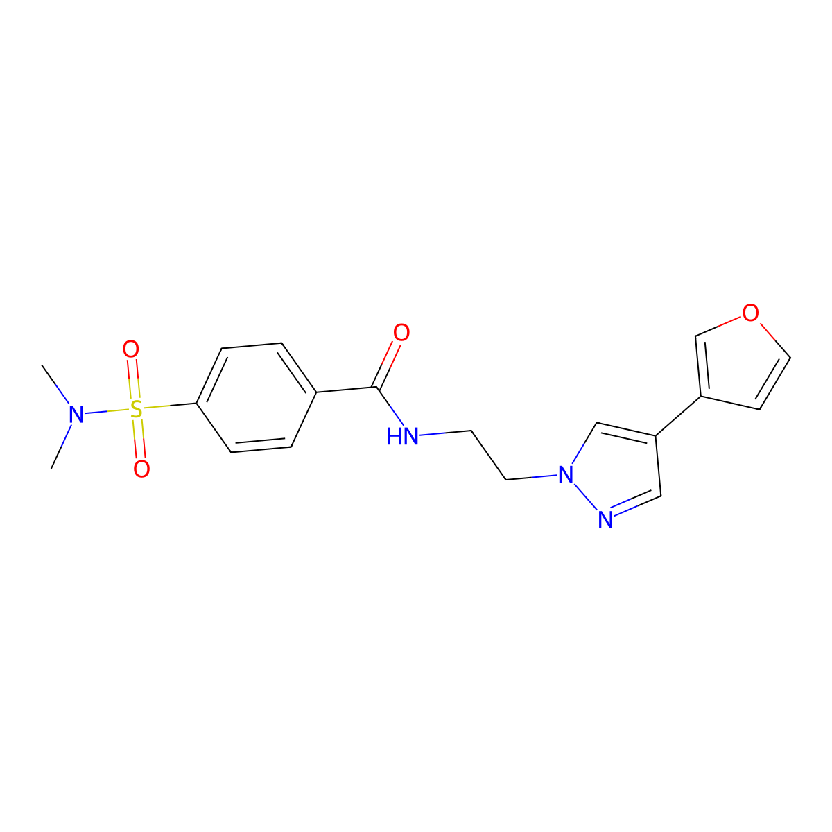 4-(N,N-dimethylsulfamoyl)-N-(2-(4-(furan-3-yl)-1H-pyrazol-1-yl)ethyl)benzamide molecular structure, CAS 2034288-00-9