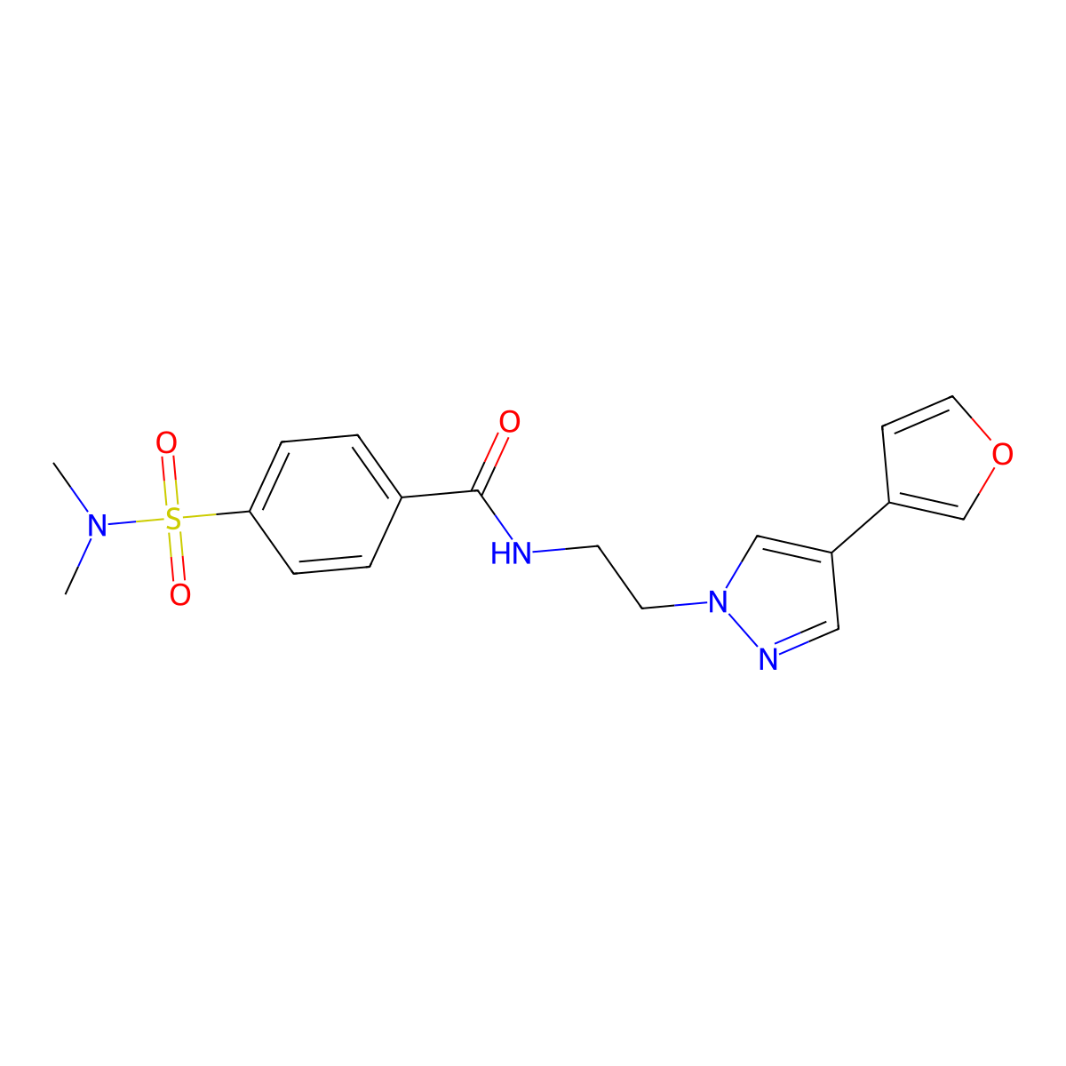 4-(N,N-dimethylsulfamoyl)-N-(2-(4-(furan-3-yl)-1H-pyrazol-1-yl)ethyl)benzamide molecular structure, CAS 2034288-00-9