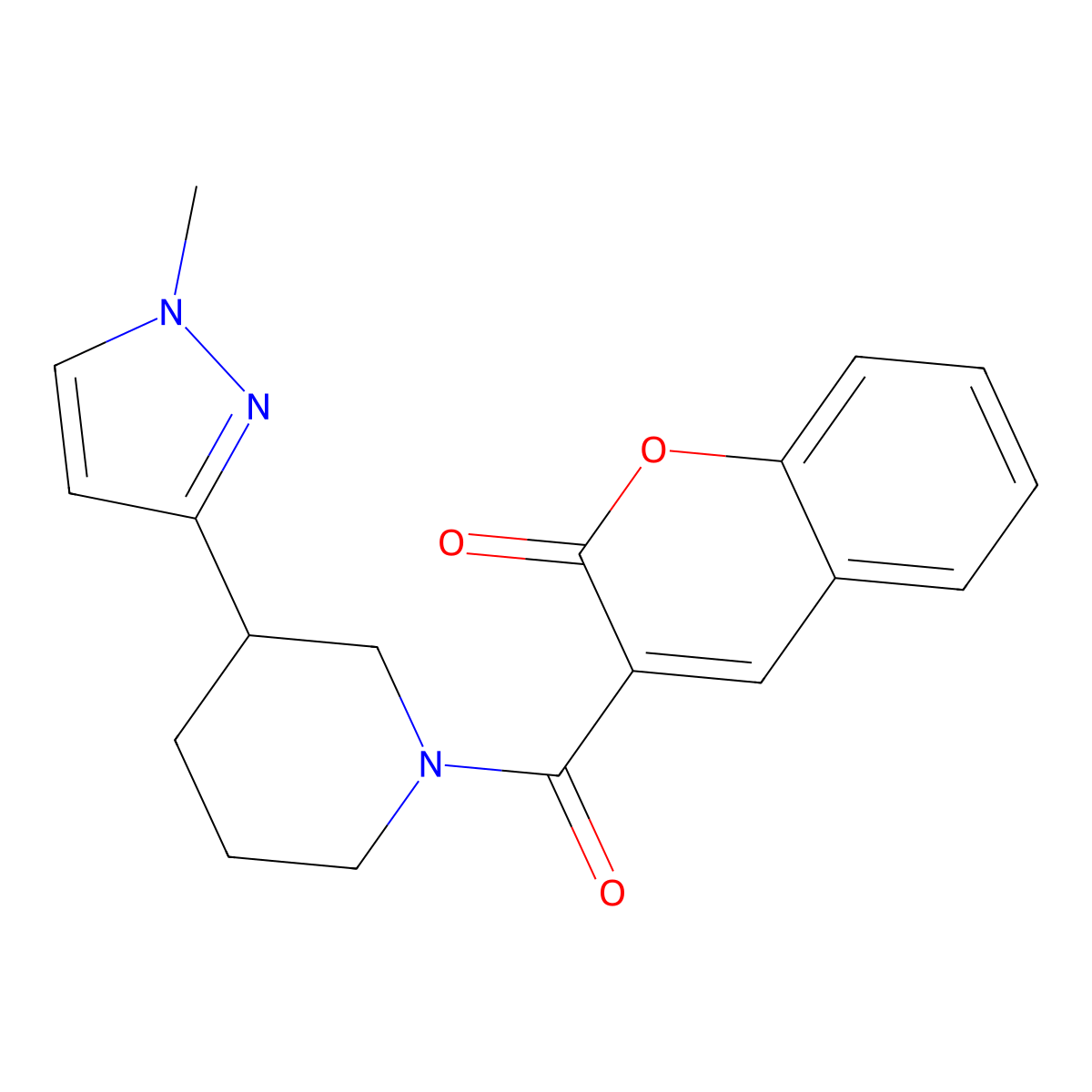 3-[3-(1-methyl-1H-pyrazol-3-yl)piperidine-1-carbonyl]-2H-chromen-2-one molecular structure, CAS 2034288-01-0