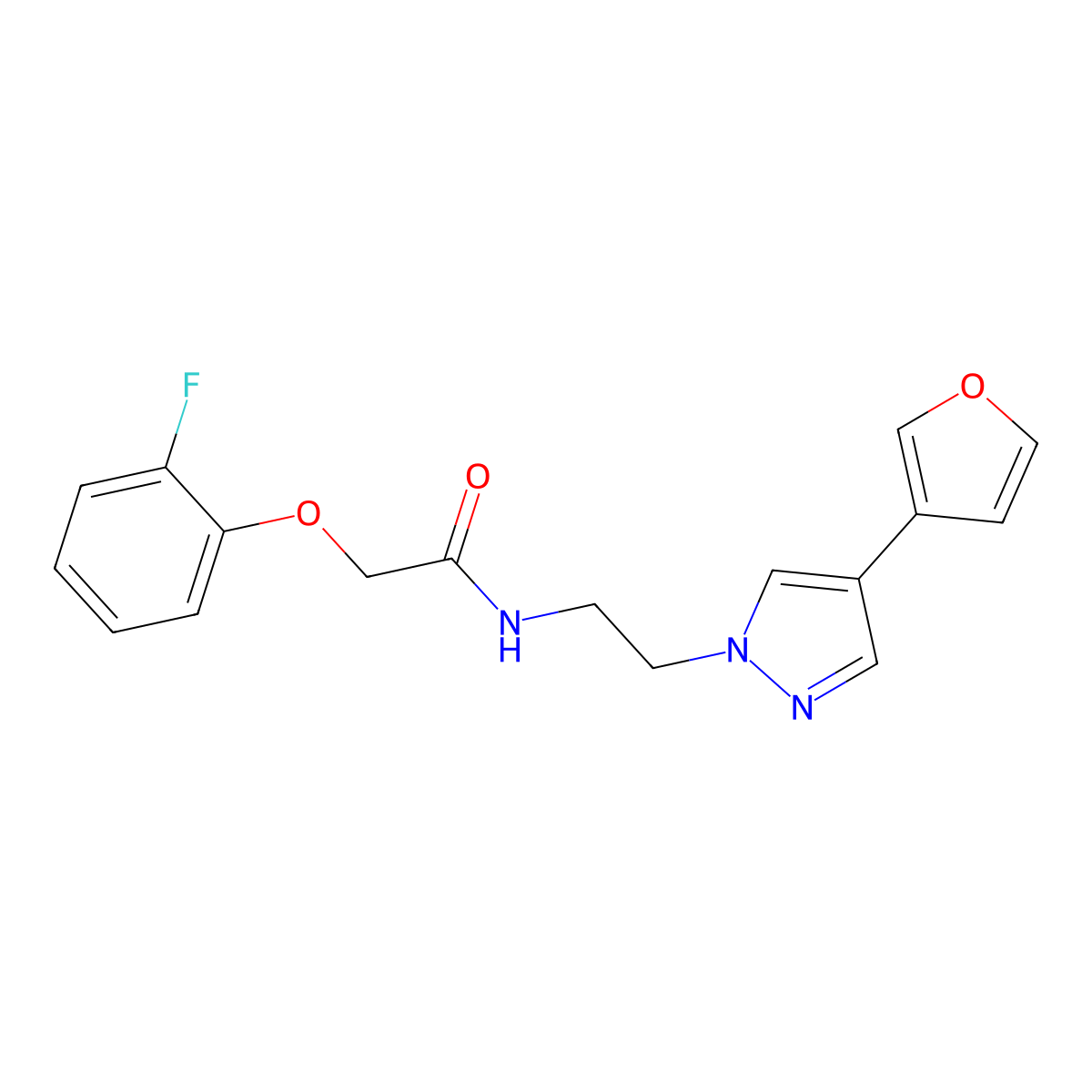 2-(2-fluorophenoxy)-N-(2-(4-(furan-3-yl)-1H-pyrazol-1-yl)ethyl)acetamide molecular structure, CAS 2034288-04-3