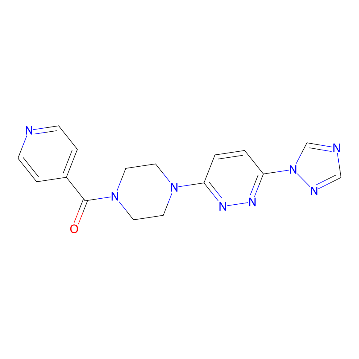 (4-(6-(1H-1,2,4-triazol-1-yl)pyridazin-3-yl)piperazin-1-yl)(pyridin-4-yl)methanone molecular structure, CAS 2034288-06-5