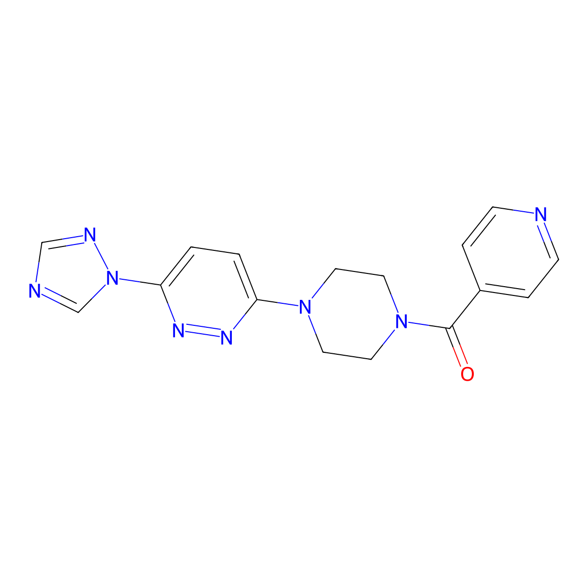 (4-(6-(1H-1,2,4-triazol-1-yl)pyridazin-3-yl)piperazin-1-yl)(pyridin-4-yl)methanone molecular structure, CAS 2034288-06-5