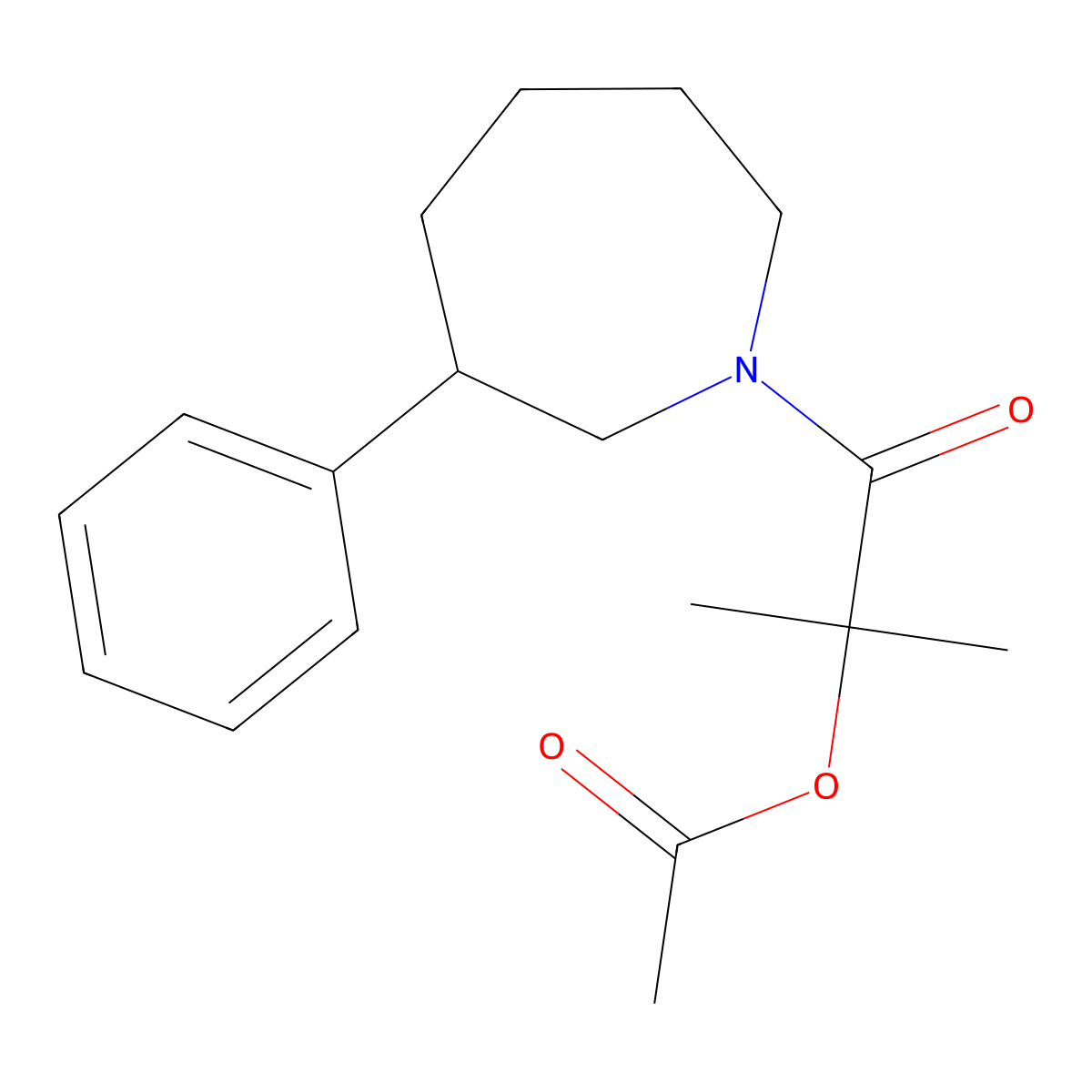 2-Methyl-1-oxo-1-(3-phenylazepan-1-yl)propan-2-yl acetate molecular structure, CAS 2034288-19-0