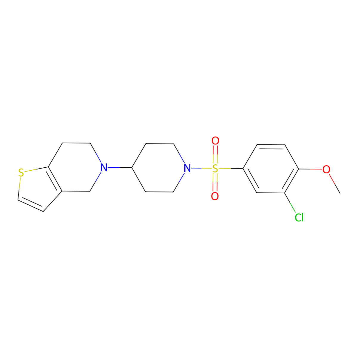 5-(1-((3-Chloro-4-methoxyphenyl)sulfonyl)piperidin-4-yl)-4,5,6,7-tetrahydrothieno[3,2-c]pyridine molecular structure, CAS 2034288-23-6