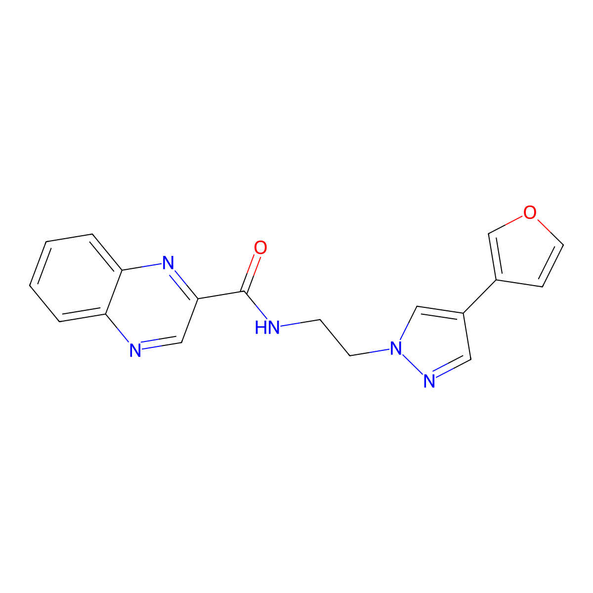 N-{2-[4-(furan-3-yl)-1H-pyrazol-1-yl]ethyl}quinoxaline-2-carboxamide molecular structure, CAS 2034288-26-9