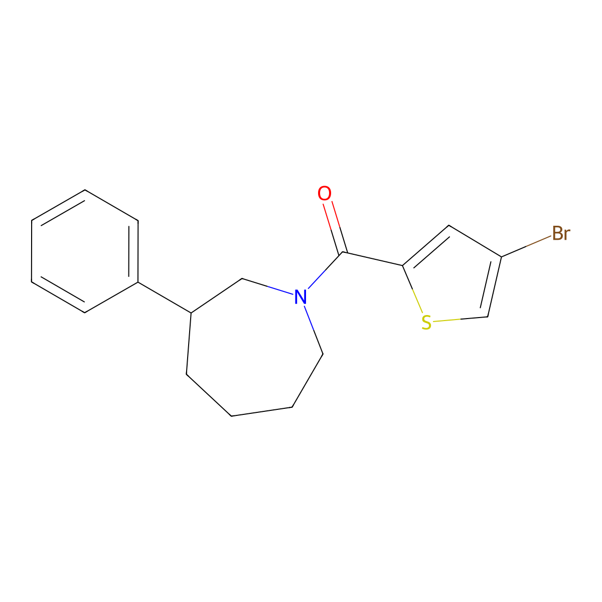 (4-Bromothiophen-2-yl)(3-phenylazepan-1-yl)methanone molecular structure, CAS 2034288-28-1