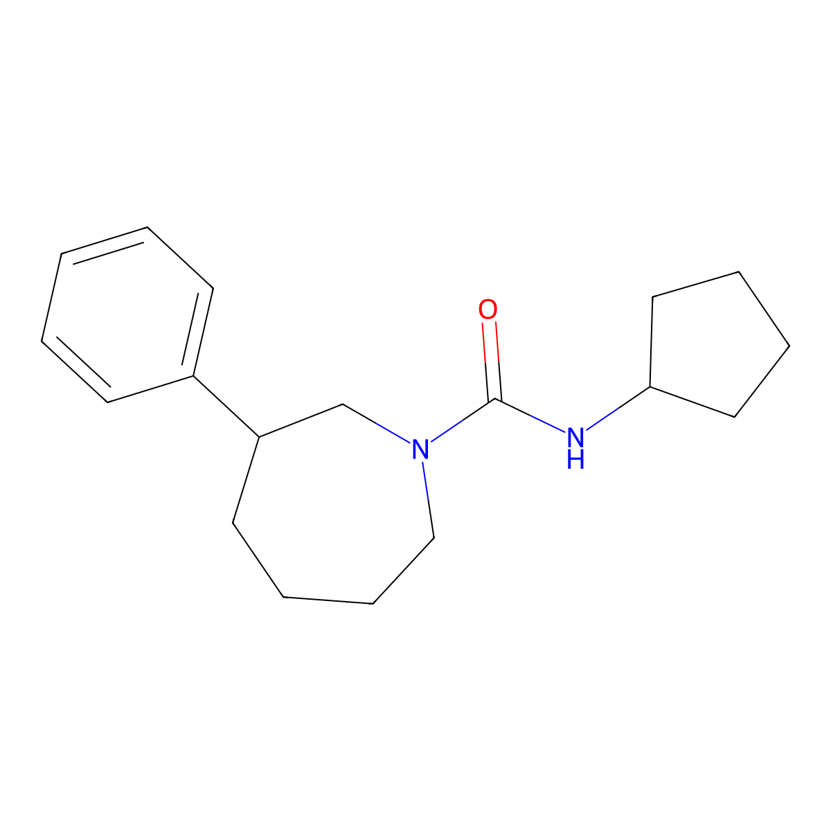 N-cyclopentyl-3-phenylazepane-1-carboxamide molecular structure, CAS 2034288-33-8