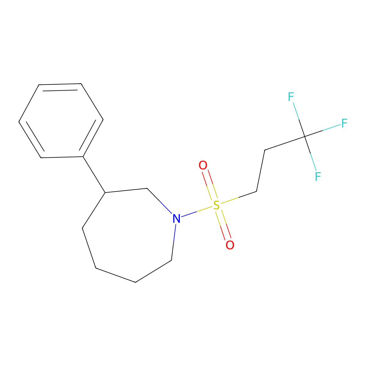 3-Phenyl-1-((3,3,3-trifluoropropyl)sulfonyl)azepane molecular structure, CAS 2034288-38-3