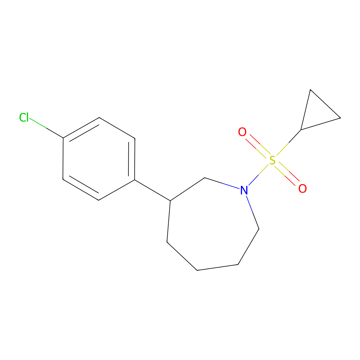 3-(4-Chlorophenyl)-1-(cyclopropylsulfonyl)azepane molecular structure, CAS 2034288-42-9