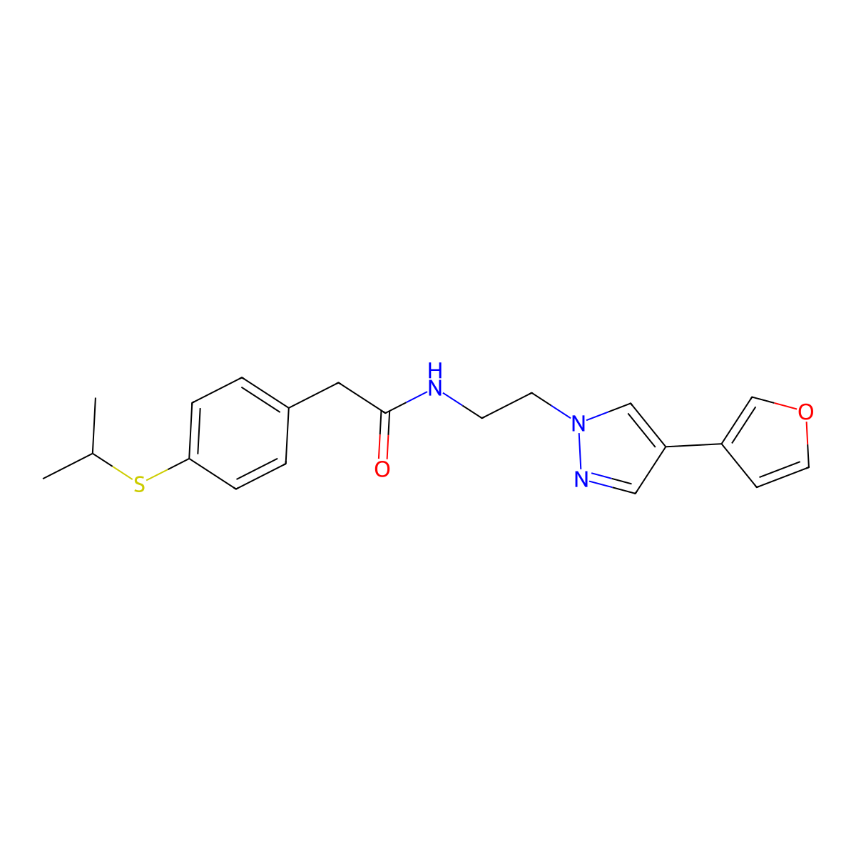 N-(2-(4-(furan-3-yl)-1H-pyrazol-1-yl)ethyl)-2-(4-(isopropylthio)phenyl)acetamide molecular structure, CAS 2034288-43-0